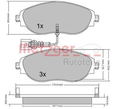 Brake Pad Set, disc brake METZGER AUTOTEILE 1170173