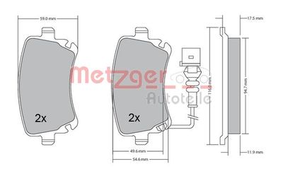 Brake Pad Set, disc brake METZGER AUTOTEILE 1170190