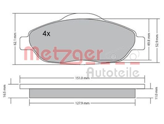 METZGER AUTOTEILE 1170194 Brake Pad Set, disc brake