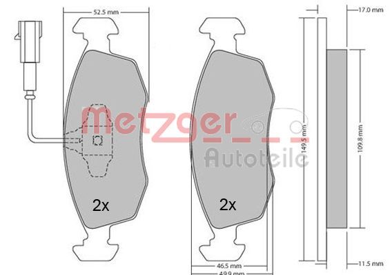 METZGER AUTOTEILE 1170202 Brake Pad Set, disc brake