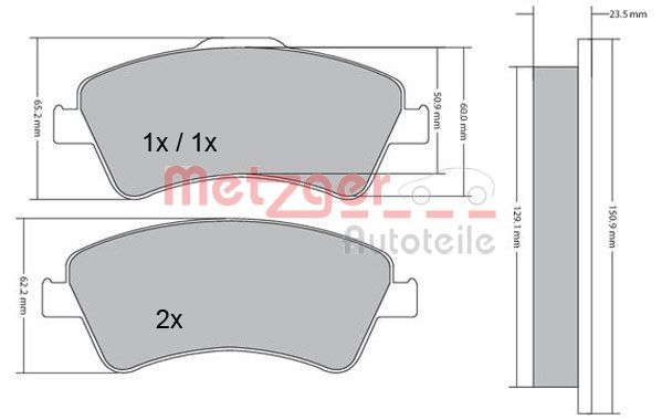 METZGER AUTOTEILE 1170220 Brake Pad Set, disc brake