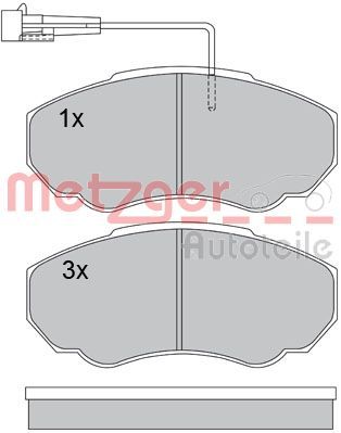 Brake Pad Set, disc brake METZGER AUTOTEILE 1170227