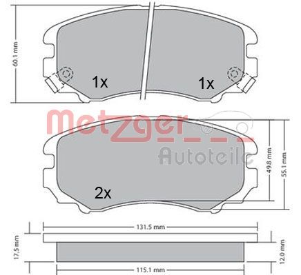 METZGER AUTOTEILE 1170262 Brake Pad Set, disc brake