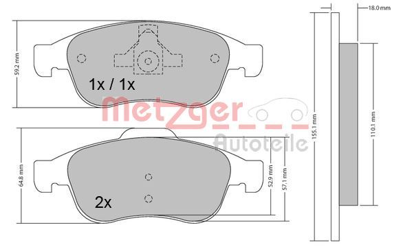 METZGER AUTOTEILE 1170265 Brake Pad Set, disc brake