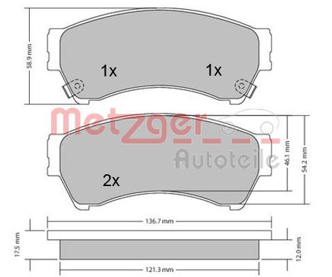 METZGER AUTOTEILE 1170270 Brake Pad Set, disc brake