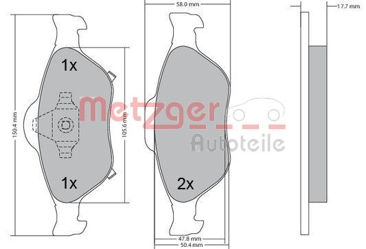 METZGER AUTOTEILE 1170287 Brake Pad Set, disc brake