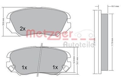 Brake Pad Set, disc brake METZGER AUTOTEILE 1170291