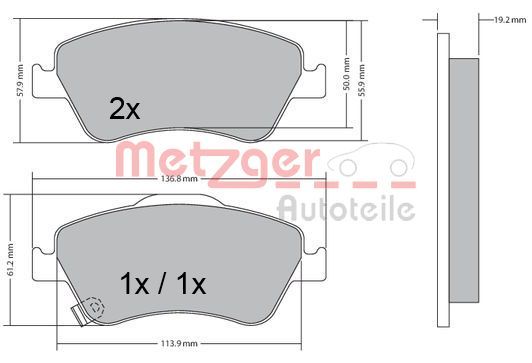 METZGER AUTOTEILE 1170299 Brake Pad Set, disc brake