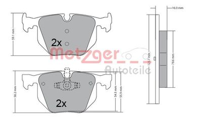 Brake Pad Set, disc brake METZGER AUTOTEILE 1170318