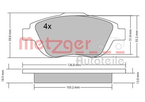 METZGER AUTOTEILE 1170326 Brake Pad Set, disc brake