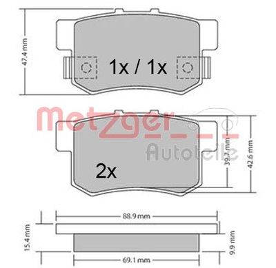 Brake Pad Set, disc brake METZGER AUTOTEILE 1170328