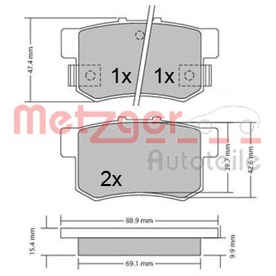 Brake Pad Set, disc brake METZGER AUTOTEILE 1170337