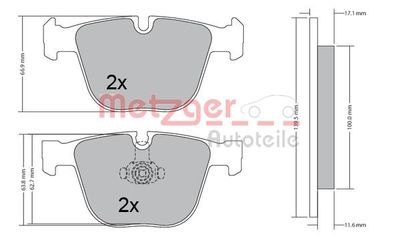 Brake Pad Set, disc brake METZGER AUTOTEILE 1170356