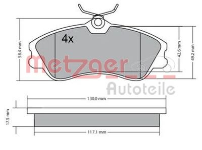 Brake Pad Set, disc brake METZGER AUTOTEILE 1170377
