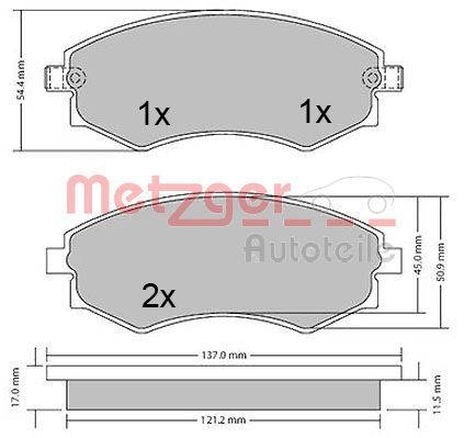 METZGER AUTOTEILE 1170394 Brake Pad Set, disc brake