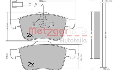 Brake Pad Set, disc brake METZGER AUTOTEILE 1170424