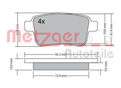 Brake Pad Set, disc brake METZGER AUTOTEILE 1170471