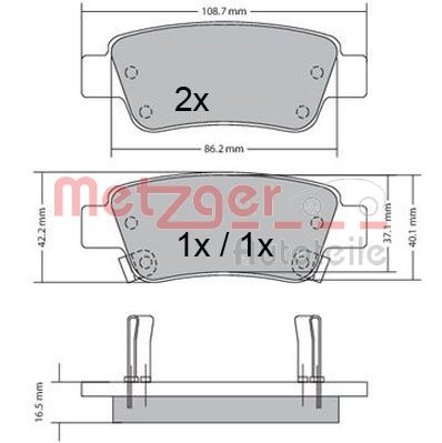 Brake Pad Set, disc brake METZGER AUTOTEILE 1170508