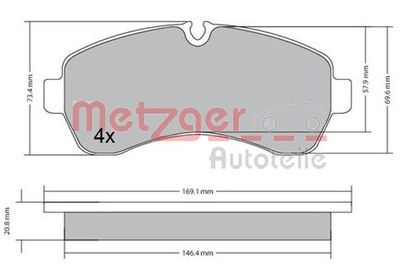 Brake Pad Set, disc brake METZGER AUTOTEILE 1170521