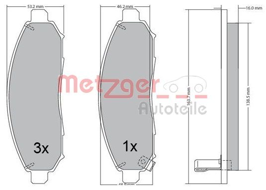 METZGER AUTOTEILE 1170541 Brake Pad Set, disc brake