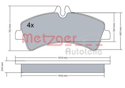 Brake Pad Set, disc brake METZGER AUTOTEILE 1170543