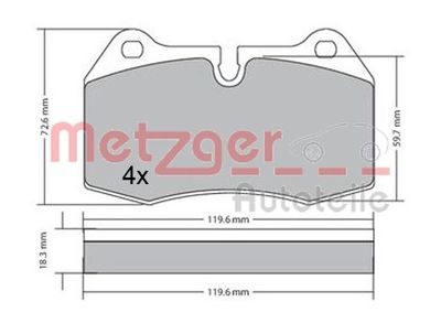 Brake Pad Set, disc brake METZGER AUTOTEILE 1170577