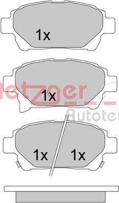 Brake Pad Set, disc brake METZGER AUTOTEILE 1170586