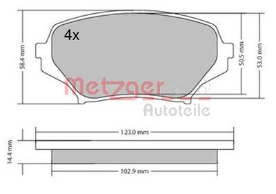 Brake Pad Set, disc brake METZGER AUTOTEILE 1170589