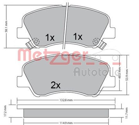 METZGER AUTOTEILE 1170620 Brake Pad Set, disc brake