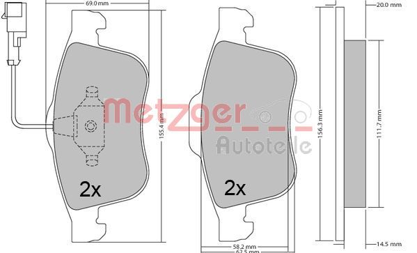 METZGER AUTOTEILE 1170636 Brake Pad Set, disc brake