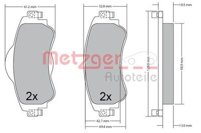 Brake Pad Set, disc brake METZGER AUTOTEILE 1170673