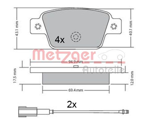 METZGER AUTOTEILE 1170682 Brake Pad Set, disc brake