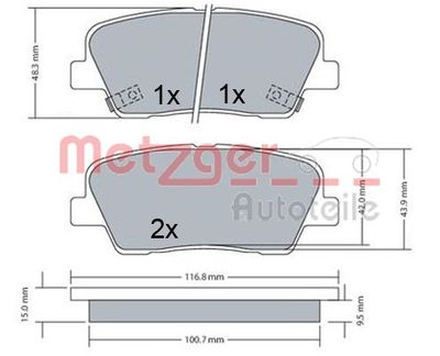 Brake Pad Set, disc brake METZGER AUTOTEILE 1170687