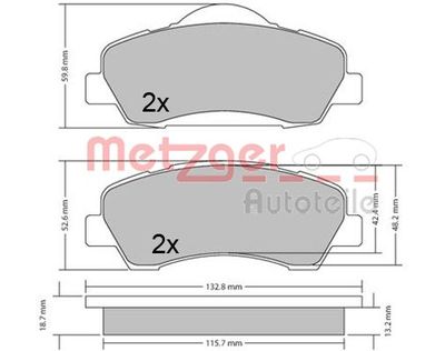 Brake Pad Set, disc brake METZGER AUTOTEILE 1170690