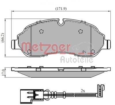Brake Pad Set, disc brake METZGER AUTOTEILE 1170814