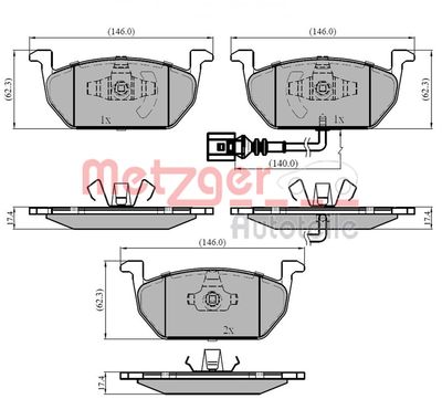Brake Pad Set, disc brake METZGER AUTOTEILE 1170828
