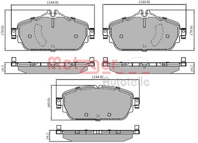 Brake Pad Set, disc brake METZGER AUTOTEILE 1170853