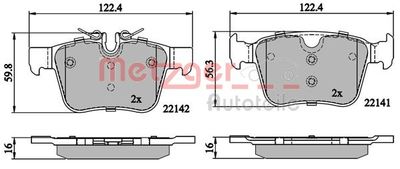 Brake Pad Set, disc brake METZGER AUTOTEILE 1170862