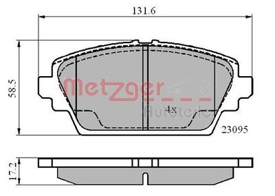 Brake Pad Set, disc brake METZGER AUTOTEILE 1170870