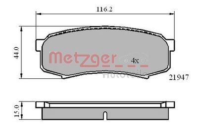 Brake Pad Set, disc brake METZGER AUTOTEILE 1170871