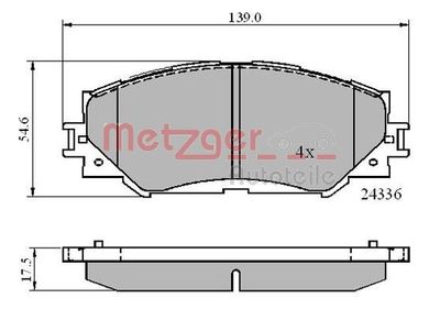 Brake Pad Set, disc brake METZGER AUTOTEILE 1170873