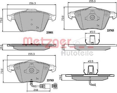 Brake Pad Set, disc brake METZGER AUTOTEILE 1170881