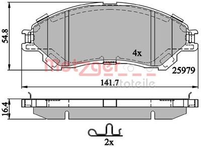 Brake Pad Set, disc brake METZGER AUTOTEILE 1170882