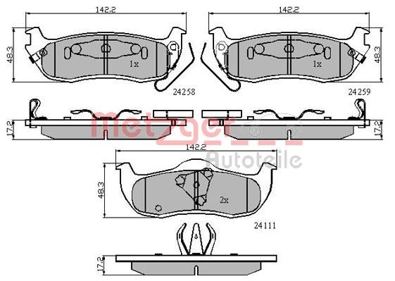 METZGER AUTOTEILE 1170884 Brake Pad Set, disc brake