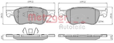 Brake Pad Set, disc brake METZGER AUTOTEILE 1170891