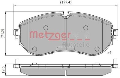 Brake Pad Set, disc brake METZGER AUTOTEILE 1170898