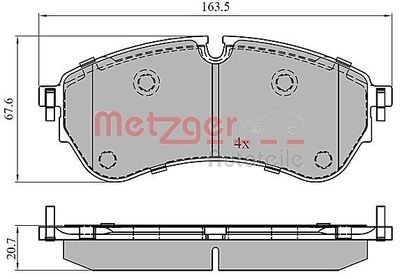 Brake Pad Set, disc brake METZGER AUTOTEILE 1170906