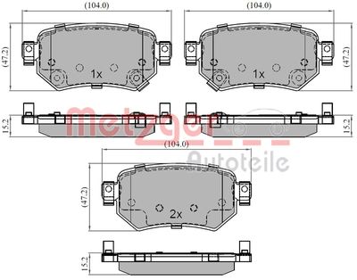 Brake Pad Set, disc brake METZGER AUTOTEILE 1170933