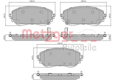 Brake Pad Set, disc brake METZGER AUTOTEILE 1170936