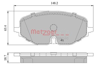Brake Pad Set, disc brake METZGER AUTOTEILE 1170949